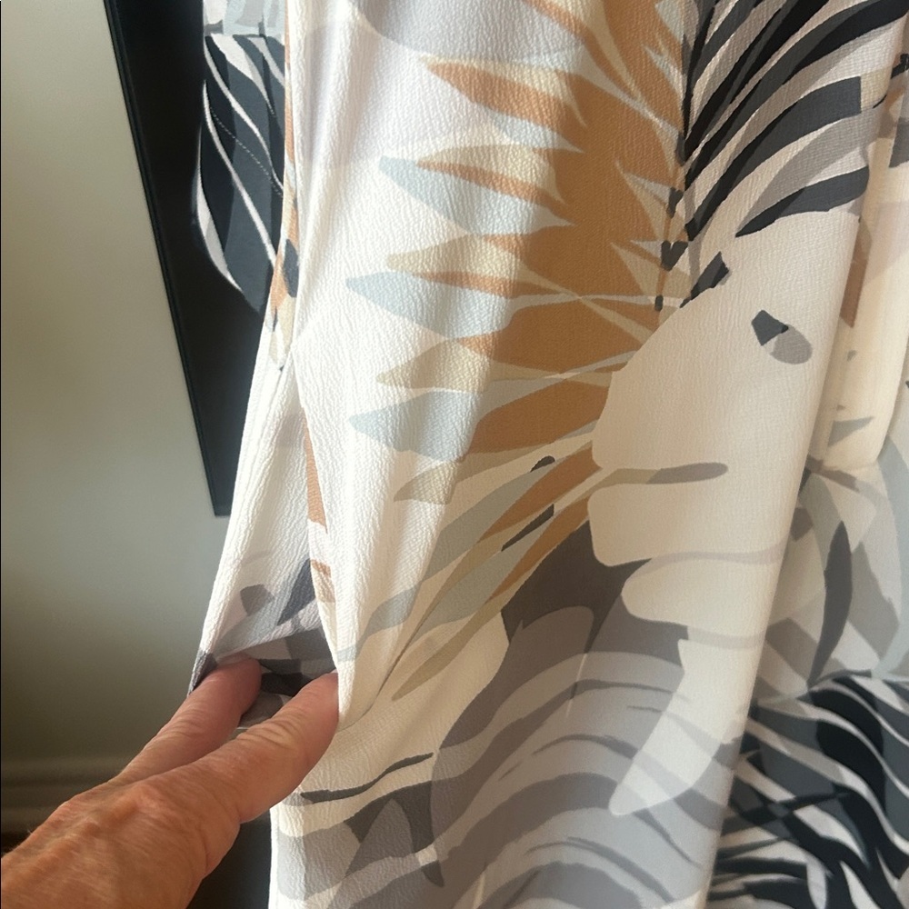 Natori Palm Leaf Caftan Dress Size S Tropical Resort Maxi Coverup Lounge - Picture 6 of 16